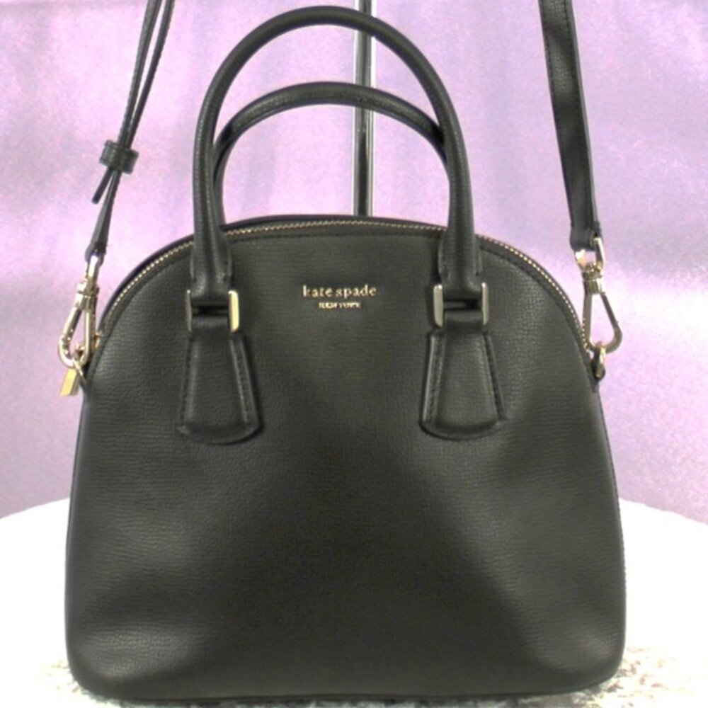 Kate Spade New York Small Dome Satchel Crossbody – Black Pebbled Leather - Picture 6 of 15